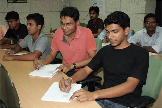 One of the pictures from the Placement Brochure photo shoot. Left to right (front row): Nikhil Raj, Rohan Mishra, Anupam Prakash, Sanjay Sinha
