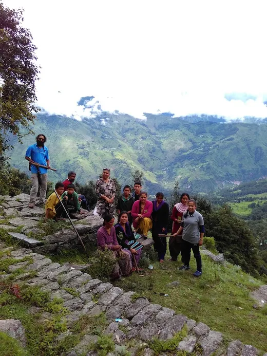Monsoon Plantation in the Sarmoli Van Panchayat, with Malika (Centre), Theo sitting in the red shirt and other members of the village. (I suspect 2016)
