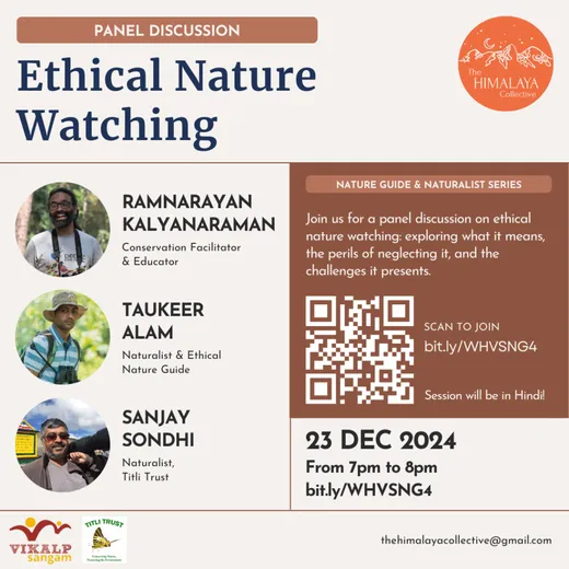 Poster of a recent webinar on Ethical Nature Guiding (especially in Uttarakhand) Dec. 2024