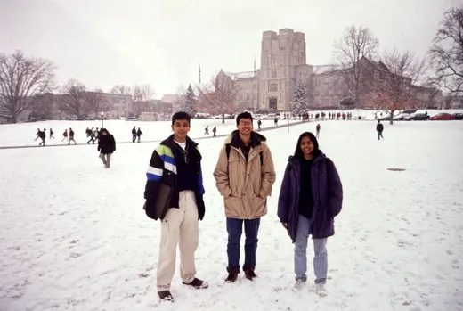 The drillfield of Virginia Tech when it snowed.