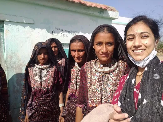 With women of fishermen communities in coastal Abdasa, Gujarat in 2020