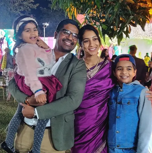 Sweta with her family – husband Rohit and children Hitanshu and Nityaa