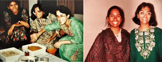 Varsha at IIFM-birthday dinner with Rekha (L) and Kavita (R), second image -a happy moment with Preeti (L)