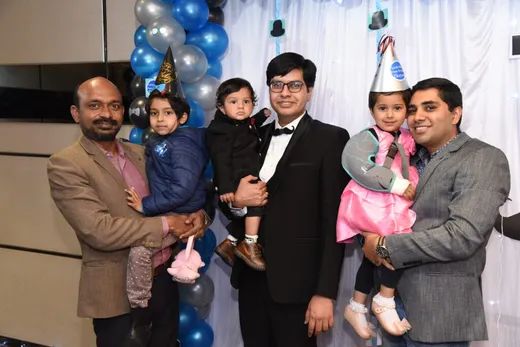 My Son Ekayan First Birthday Celebration, L to R : Praveen (8-10), Myself, Chandan (8-10) with kids