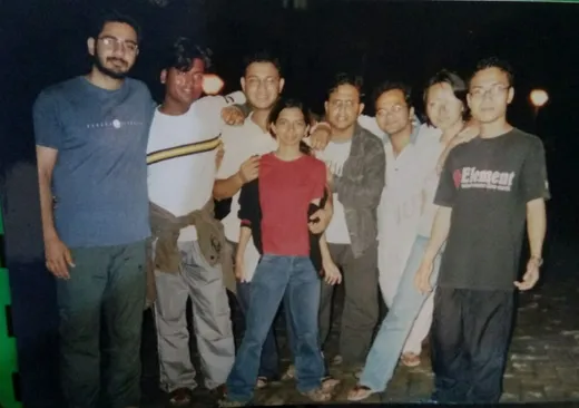 Posing with friends