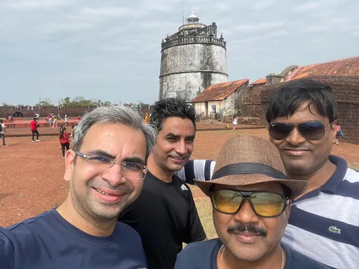 Reunion with IIFM friends - Jayant Biswas(hat),Subhendu Pratihari(Shades) and Hira Lal- in November, 2021