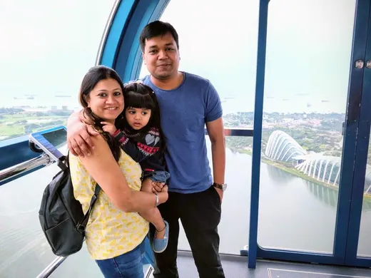 With wife Taru and daughter Aarna