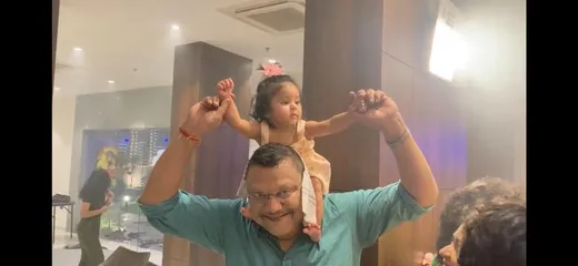 With younger daughter Kesar