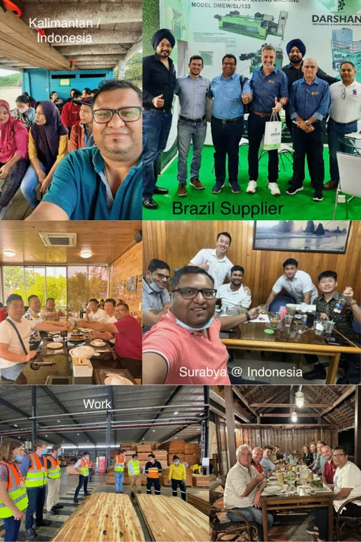 With colleagues during work
