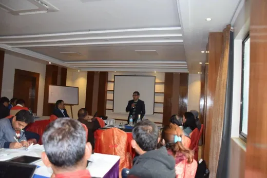 Addressing the Nepal Climate change Support Program team during annual review and planning meeting