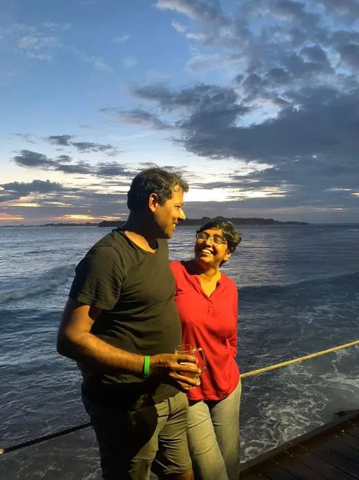 Prabhat with his wife Nidhi