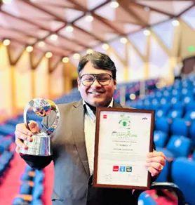 Winning the coveted Earthcare award for my Chhattisgarh Watershed Project at ABF