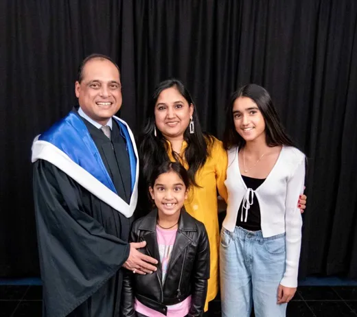 With wife Sarita, daughters Yashita and Dhara