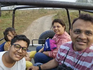 Jungle safari at Jaldapara with Anshu(my wife), Saransh(our son) and Shreyasi(our daughter)