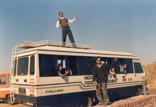 Santosh in the front for a field trip! Nanda on top, Sameer in front, Harish in the back.