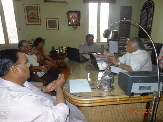 Nivedita with Dr. Rajendra Singh and Jairam Ramesh