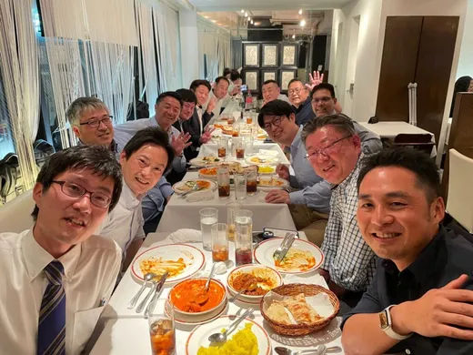 Enjoying Indian dinner with colleagues in Tokyo