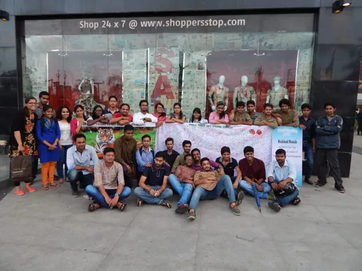 At DB Mall, Bhopal with his peers from Dramatics club,IIFM before performance