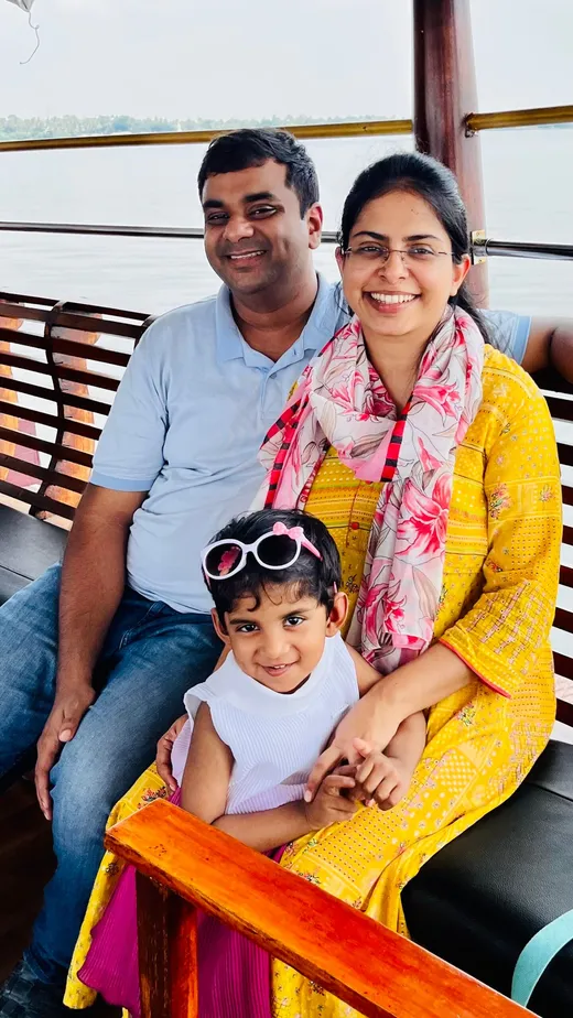 With Husband Jaison and daughter Abigail in Kumarakom, Kerala