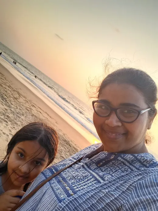 With daughter Sara