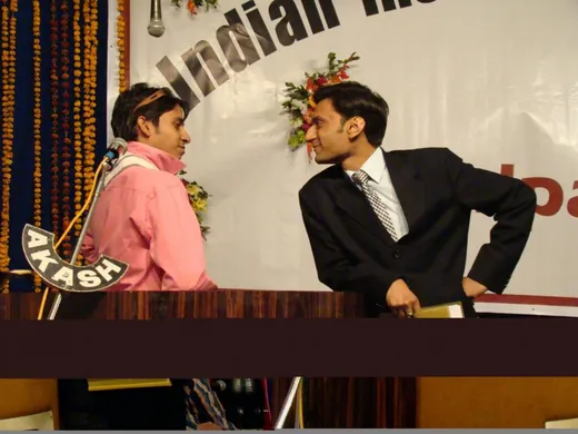 With Dhruv, practising acting skills in Kalptaru