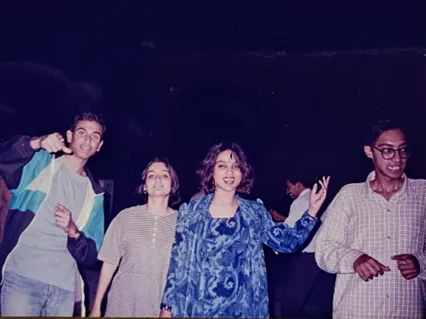 Dance Party, 1996: from left to right, Sridhar, Rati, Kajoli, and Tanmay