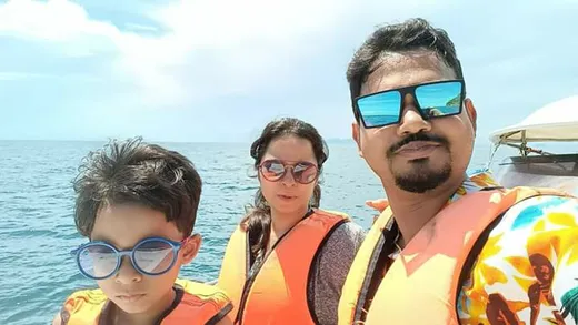 With Sanchari(my wife)& Rishan(my son)on a vacation