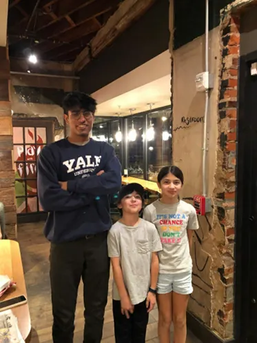 And here are my three kids: Avi, the tallest is 19, Maia is 13 and Max is 11 (the Yale University shirt is decorative :)