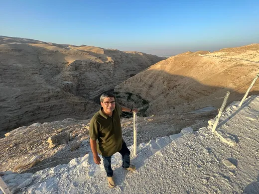 On the way to Jericho, which is located 258 metres (846 ft) below sea level in an oasis in Wadi Qelt in the Jordan Valley, which makes it the lowest city in the world. Jericho is among the oldest continuously inhabitated cities in the world.