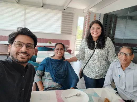 With parents and wife