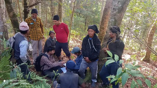 Field verification for legal cutting of private forest, Dhading, Nepal