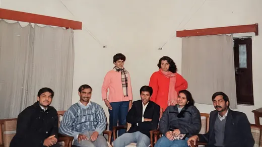 During organisational training at Raebareli. (L-R) (standing) Anjali and Shubhra (sitting) me, Prof. Shashikant, owner of local paper mill, Lakshmi and Animesh