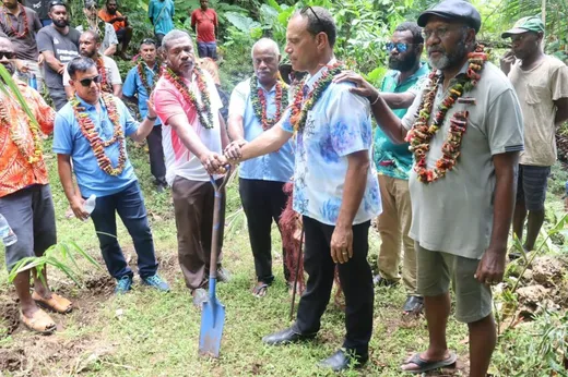 With Minister of Climate Change, Environment and Energy, Vanuatu, Honorable Ralph Regenvanu and community people during inauguration of green energy plant in Vanuatu outer Island