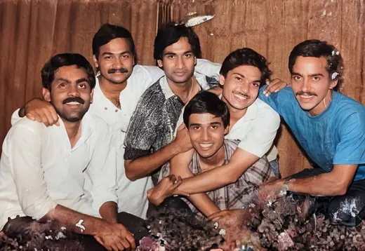 Post midnight celebration at the hostel after watching 'Chandni' at Rang Mahal, Bhopal (L-R) Neeraj, Animesh, Ashwini, Sarthak (in front), me and Yash