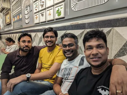 Some of us batchmates ([Bilal](https://www.linkedin.com/in/bilal-afroz-0b162162/), me, [Utkarsh](https://www.linkedin.com/in/utkarsh-agrawal-584065108/), [Gaurav](https://www.linkedin.com/in/gauravkumarsinha/) from L to R) keep catching up having ice-cream in Delhi