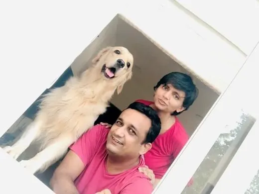 Shashi with Aparajita his wife and Hobbes (3yo)