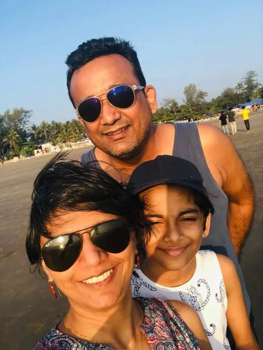 With wife Aparajita and son Neel