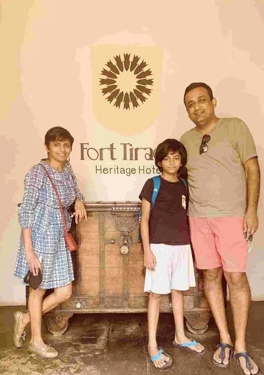 With wife Aparajita and son Neel