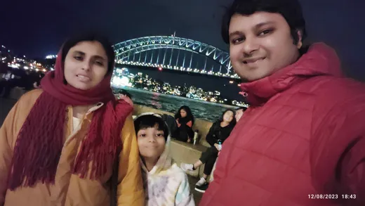 With family at Sydney Harbour Bridge