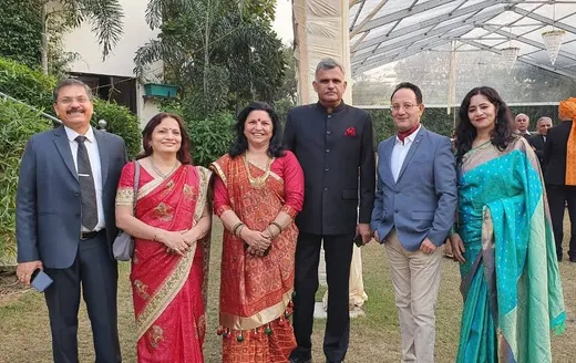 At the wedding of Manoj and Shubhra'a daughter in Delhi, 2022. Seen in the photo are Vishwanath 'Vishy' with spouse, Manoj - Shubhra (centre)& Me and my spouse